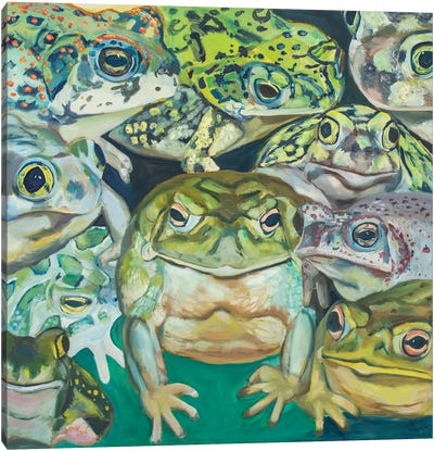 Toad Swarm Canvas Art Print - Green Art