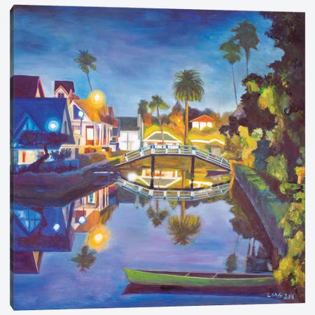 Venice Canal Night Canvas Print #LGZ33} by Lisa Goldfarb Canvas Wall Art