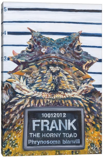 Wanted, Frank, The Horny Toad Canvas Art Print - Lizard Art