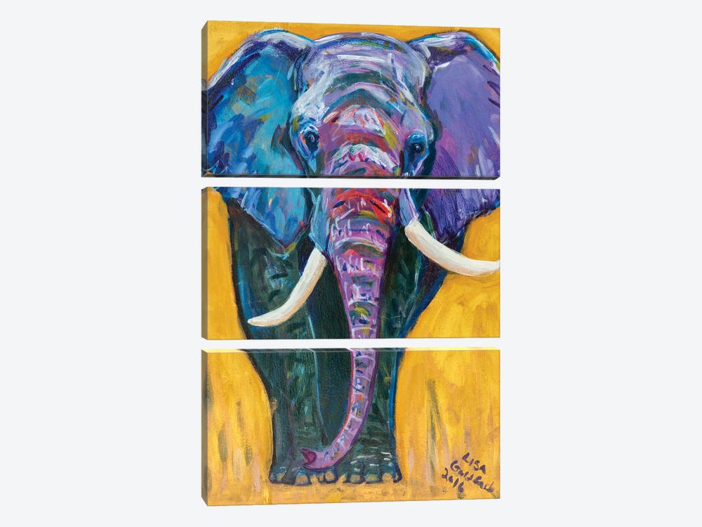 Elephant Gold by Lisa Goldfarb 3-piece Canvas Wall Art