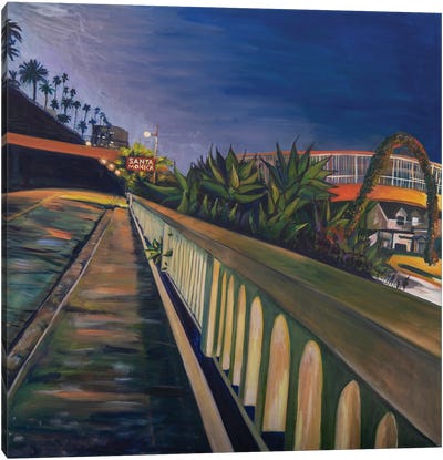 California Incline Night (From Bottom) Canvas Art Print - Santa Monica