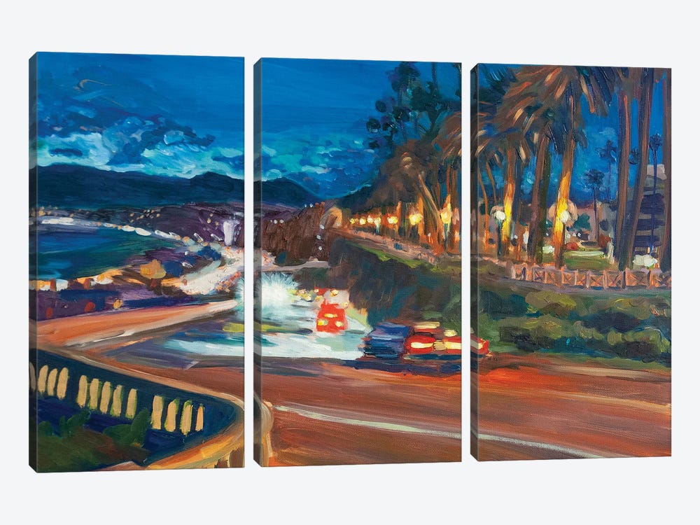 Santa Monica Incline Night (From Top) by Lisa Goldfarb 3-piece Canvas Wall Art