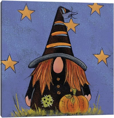 Halloween Gnome Canvas Art Print - Pumpkins
