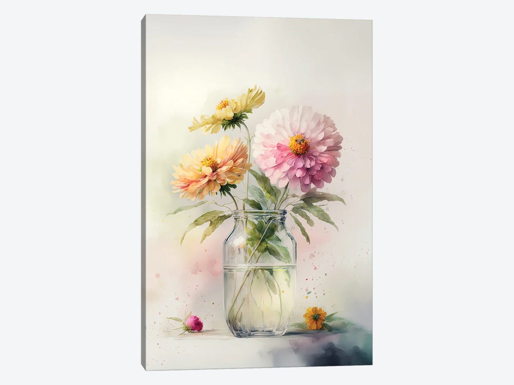 Summer Sherbert Blooms by Leah McLean 1-piece Canvas Artwork