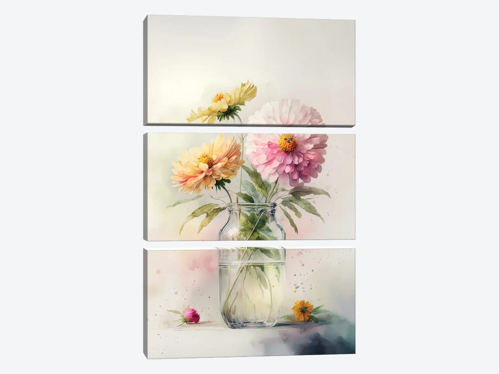 Summer Sherbert Blooms by Leah McLean 3-piece Canvas Artwork