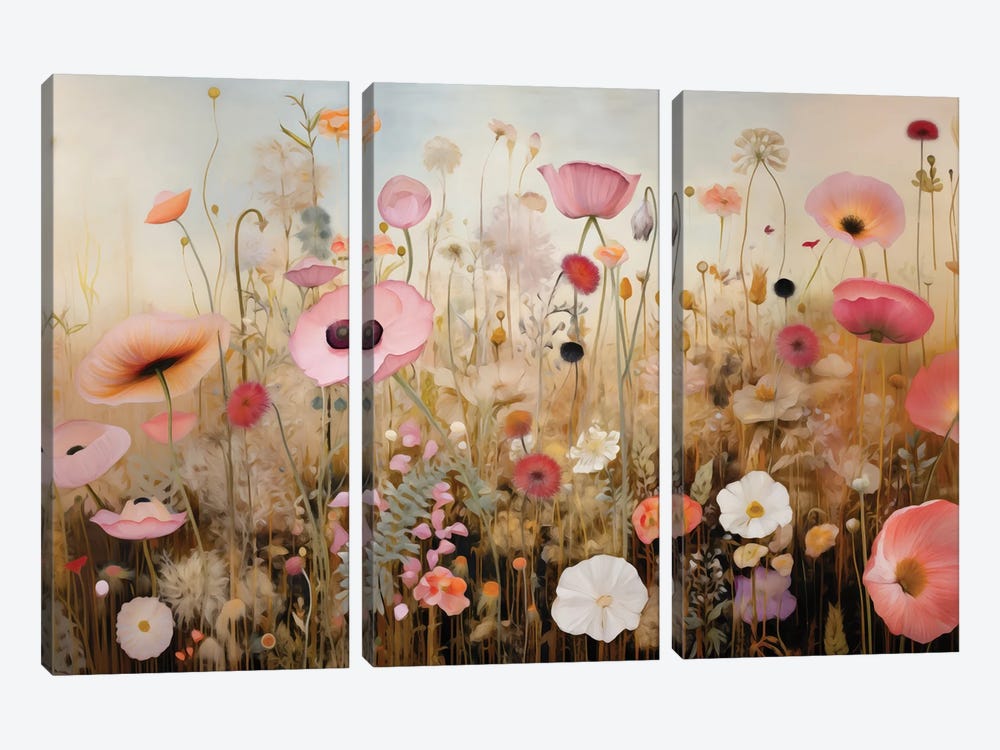 Meadow Flowers by Leah McLean 3-piece Canvas Print
