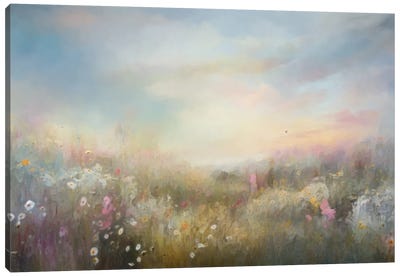 Pastel Meadow Morning Canvas Art Print - Leah McLean