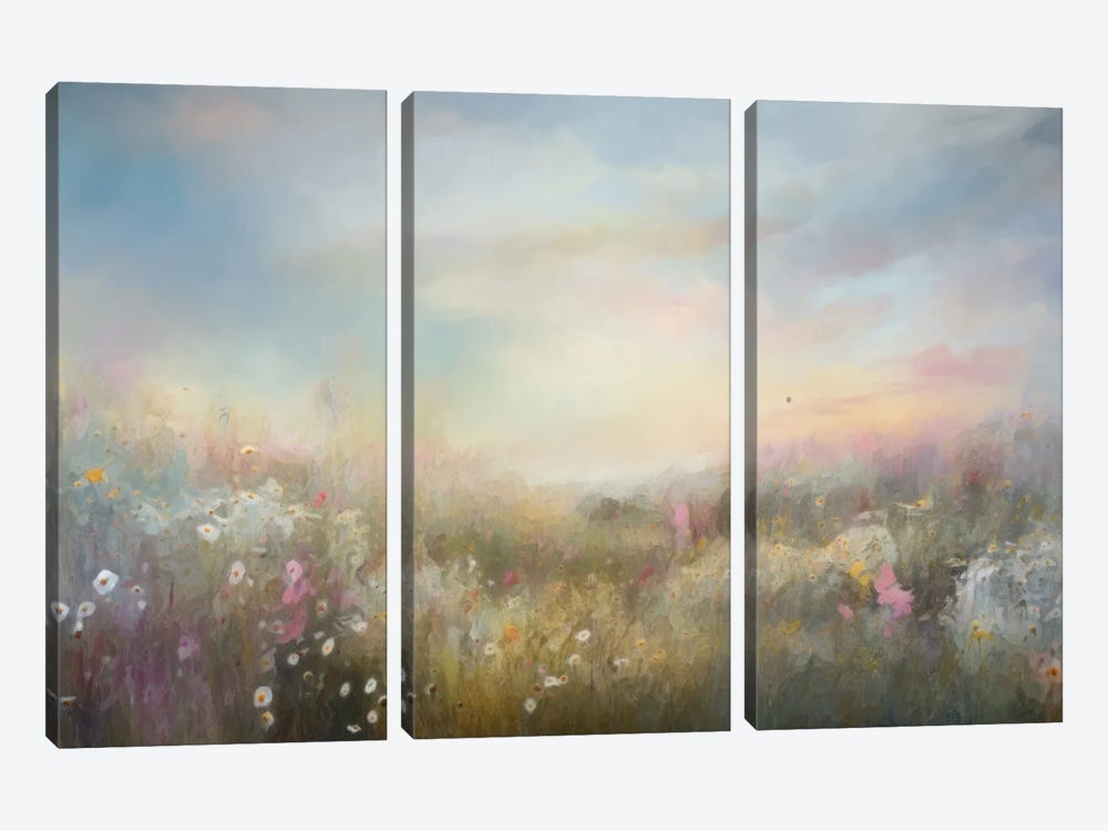 Pastel Meadow Morning by Leah McLean 3-piece Canvas Wall Art