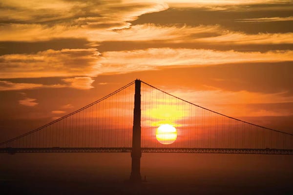Golden Gate Bridge: Golden Gate Bridge At Sunset, San Francisco, California, USA by Lisa Hoffner