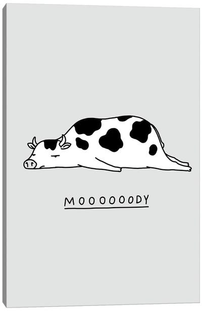 Moody Animals: Cow Canvas Art Print - Lim Heng Swee