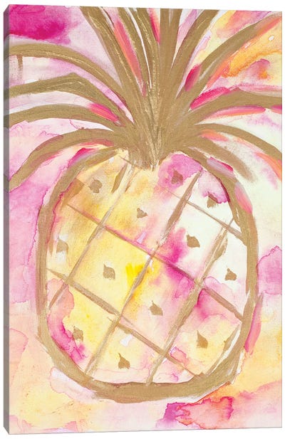 Pink Gold Pineapple Canvas Art Print - Glam Bedroom Art