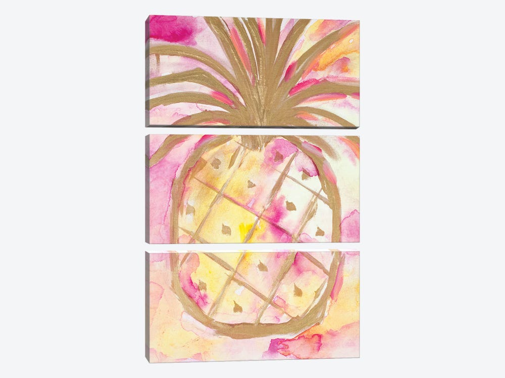 Pink Gold Pineapple by L. Hewitt 3-piece Canvas Wall Art