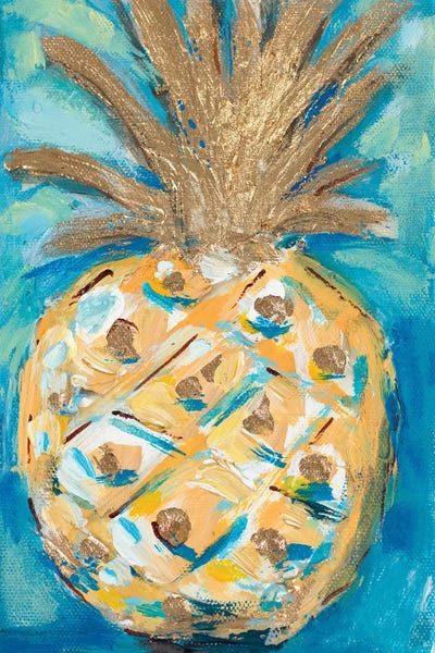 Blue Gold Pineapple by L. Hewitt art print