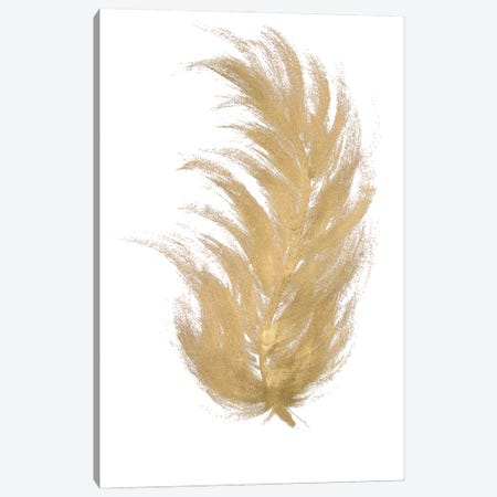 Gold Feather I Canvas Print #LHW21} by L. Hewitt Canvas Wall Art
