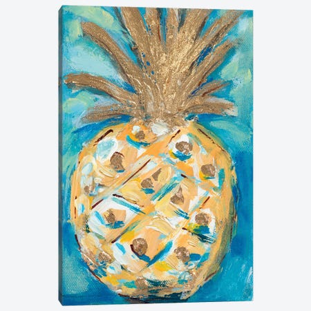 Blue Gold Pineapple Canvas Print #LHW2} by L. Hewitt Canvas Art Print