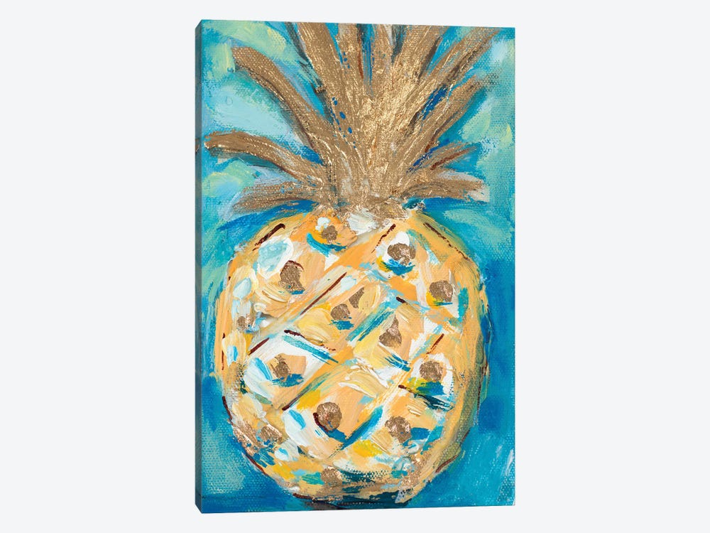 Blue Gold Pineapple by L. Hewitt 1-piece Canvas Wall Art