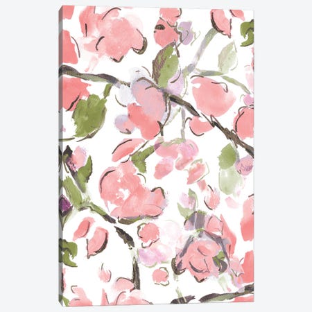 Spring Floral In Pink Canvas Print #LHW30} by L. Hewitt Art Print