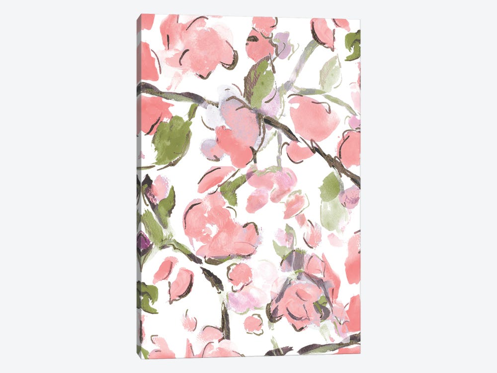 Spring Floral In Pink by L. Hewitt 1-piece Canvas Wall Art