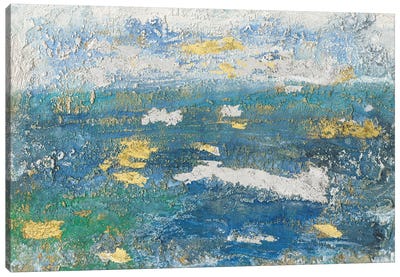 Sparkling Sea II Canvas Art Print - Blue & Gold Art