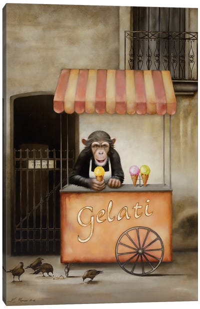 Gelati Canvas Art Print - Chimpanzee Art