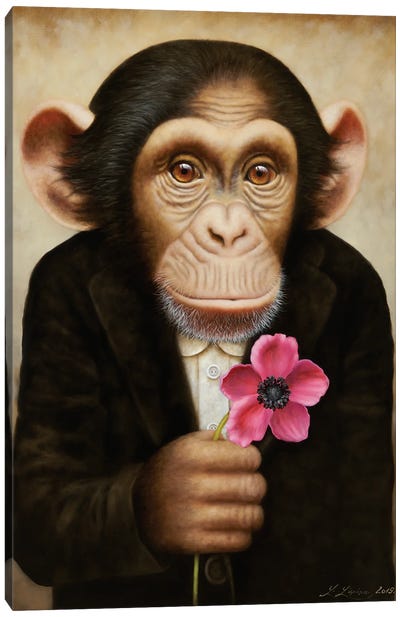 Valentin Canvas Art Print - Chimpanzee Art