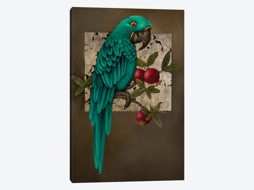 Parrot And Pomegranate by Liene Liepiņa 1-piece Canvas Wall Art