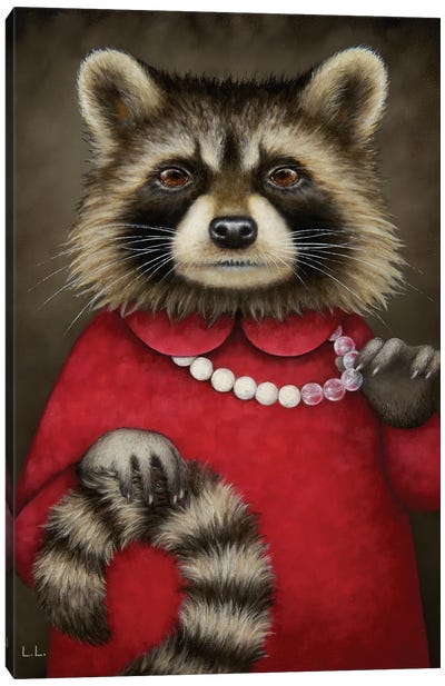 Racon Lady Canvas Art Print - Raccoon Art