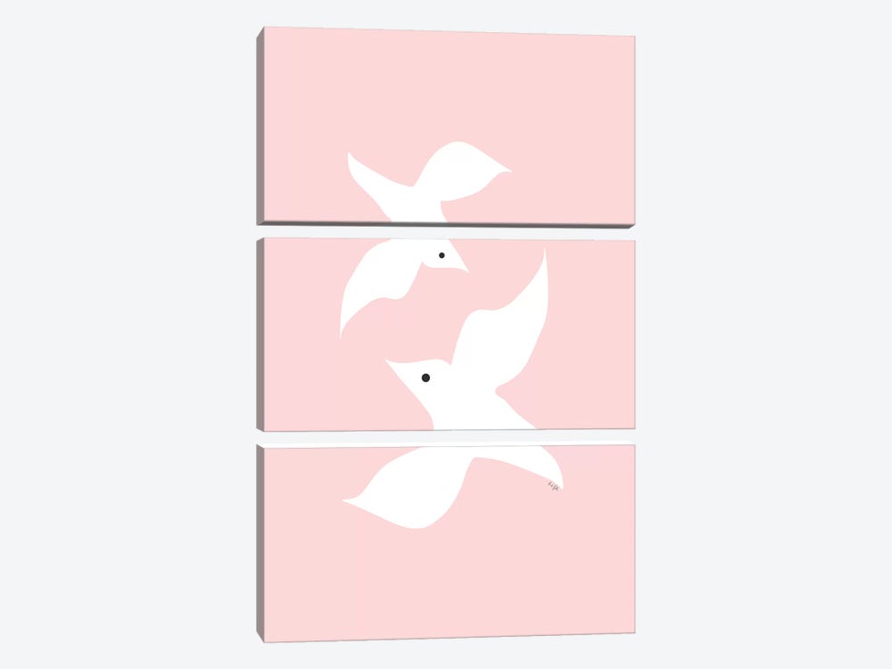 Love Birds In Pink by Linda Gobeta 3-piece Art Print