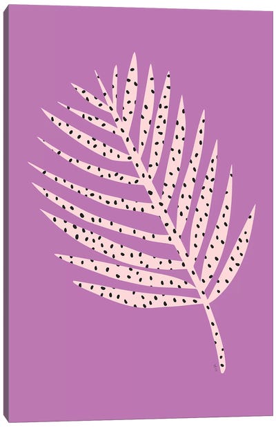 Palm Leaf In Purple Canvas Art Print - Linda Gobeta