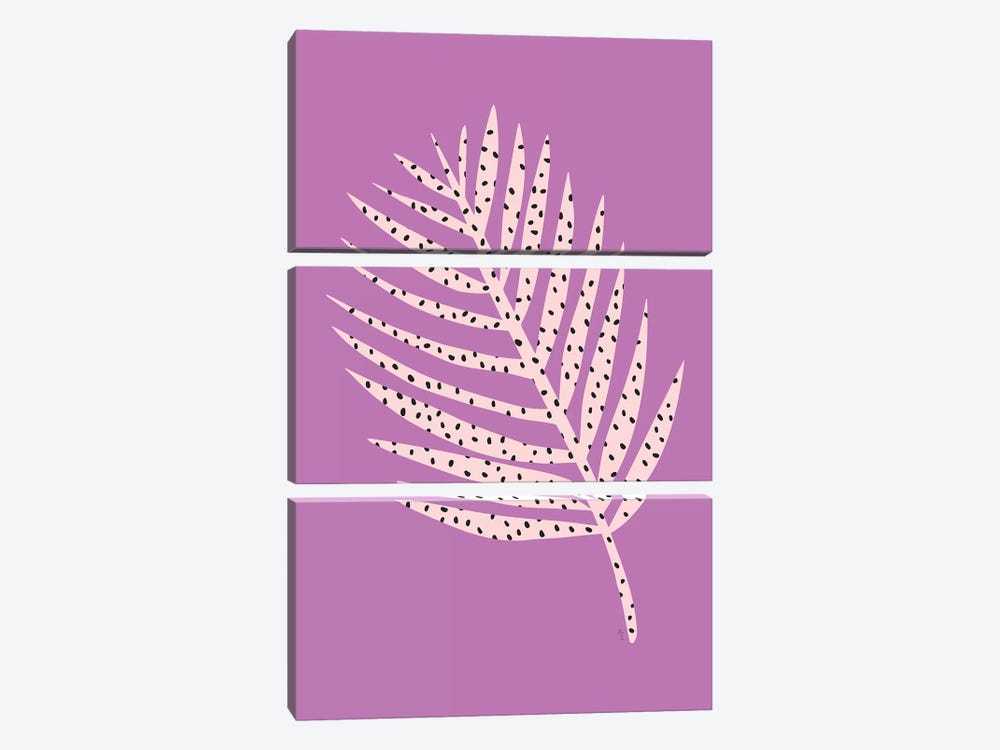 Palm Leaf In Purple by Linda Gobeta 3-piece Canvas Artwork