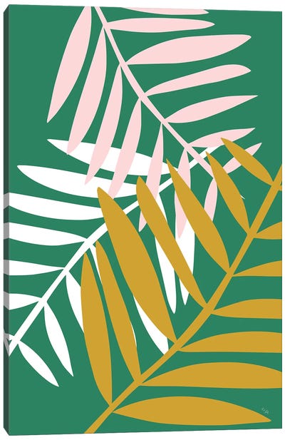 Palm Leaves In Green Canvas Art Print - Linda Gobeta