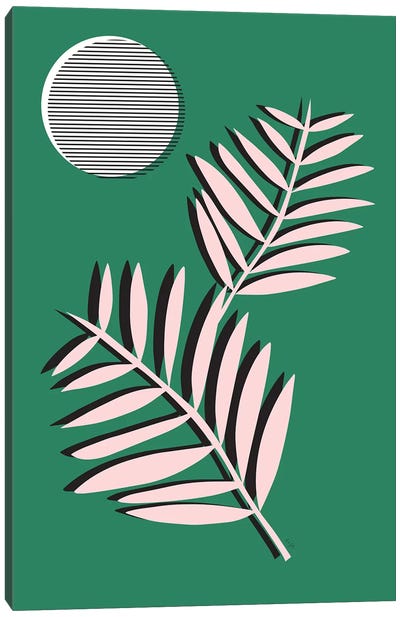 Palm Leaves In Moonlight Canvas Art Print - Linda Gobeta