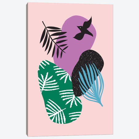 Tropical Birds In Pink Canvas Print #LIG40} by Linda Gobeta Canvas Art Print