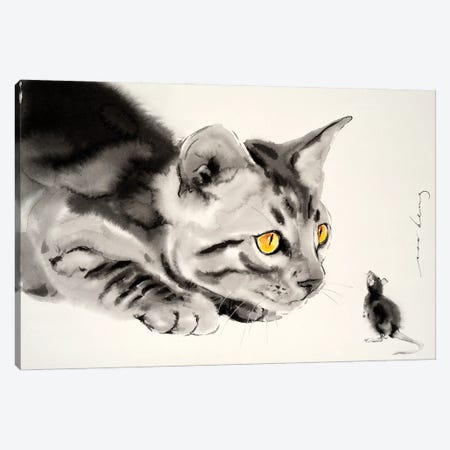 Cat And Mouse Canvas Print #LIM124} by Soo Beng Lim Canvas Wall Art