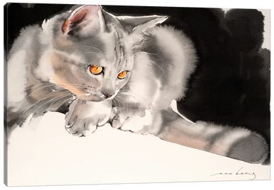 Waiting Game II Canvas Art Print - Kitten Art