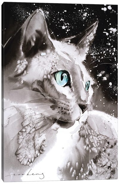Cool Cat Canvas Art Print - Snow Art