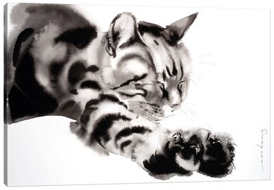 New Dawn Canvas Art Print - Tabby Cat Art