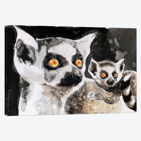 Lemur And Pup Canvas Print #LIM208} by Soo Beng Lim Canvas Art