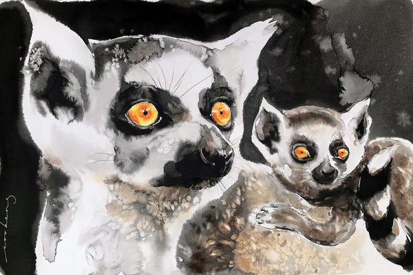 Soo Beng Lim: Lemur And Pup by Soo Beng Lim
