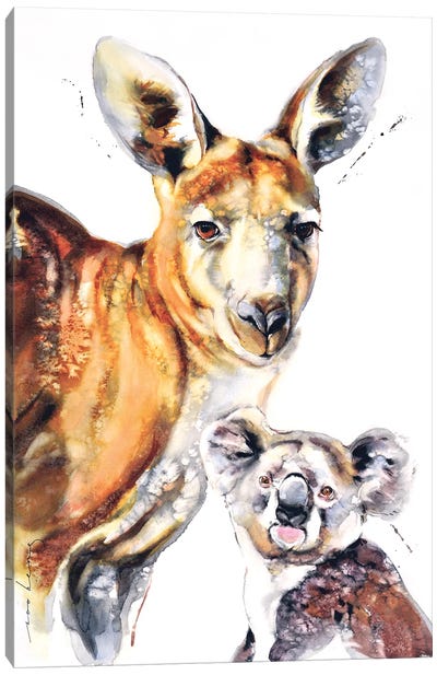 Aussie Mates II Canvas Art Print - Kangaroo Art