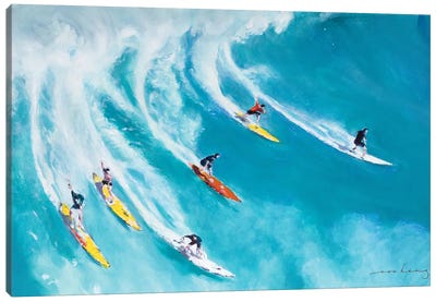 Wave of Surfers Canvas Art Print - Soo Beng Lim