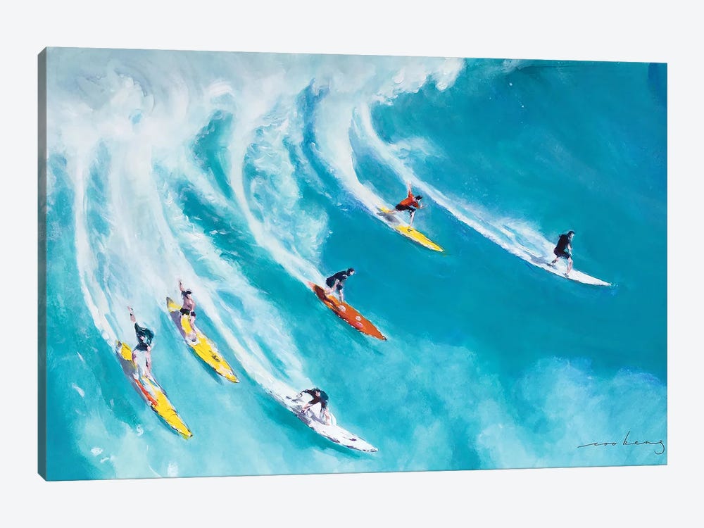 Wave of Surfers by Soo Beng Lim 1-piece Canvas Art Print