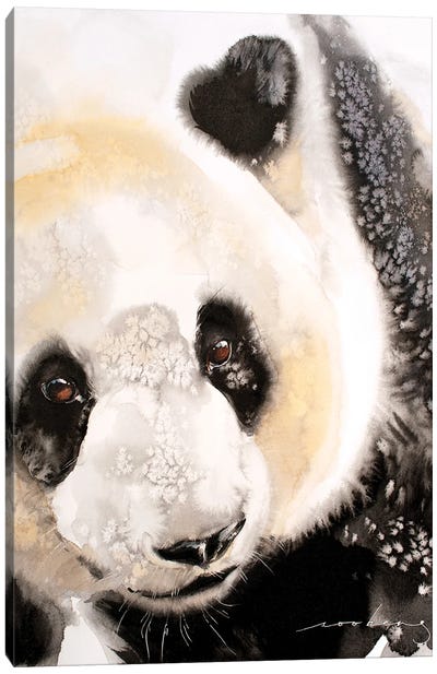 Panda Trial II Canvas Art Print - Black, White & Yellow Art