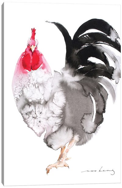 Rooster Charm Canvas Art Print - Chicken & Rooster Art