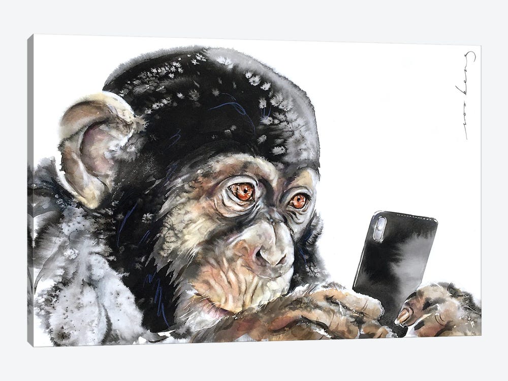 Chimp Connect by Soo Beng Lim 1-piece Canvas Artwork