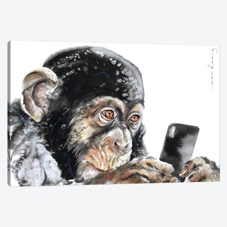 Chimp Connect Canvas Print #LIM304} by Soo Beng Lim Canvas Artwork