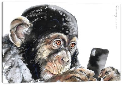 Chimp Connect Canvas Art Print - Chimpanzee Art