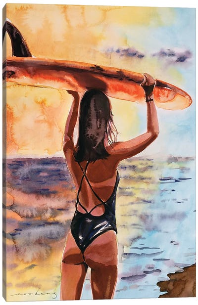 Surfer Gal Canvas Art Print - Soo Beng Lim