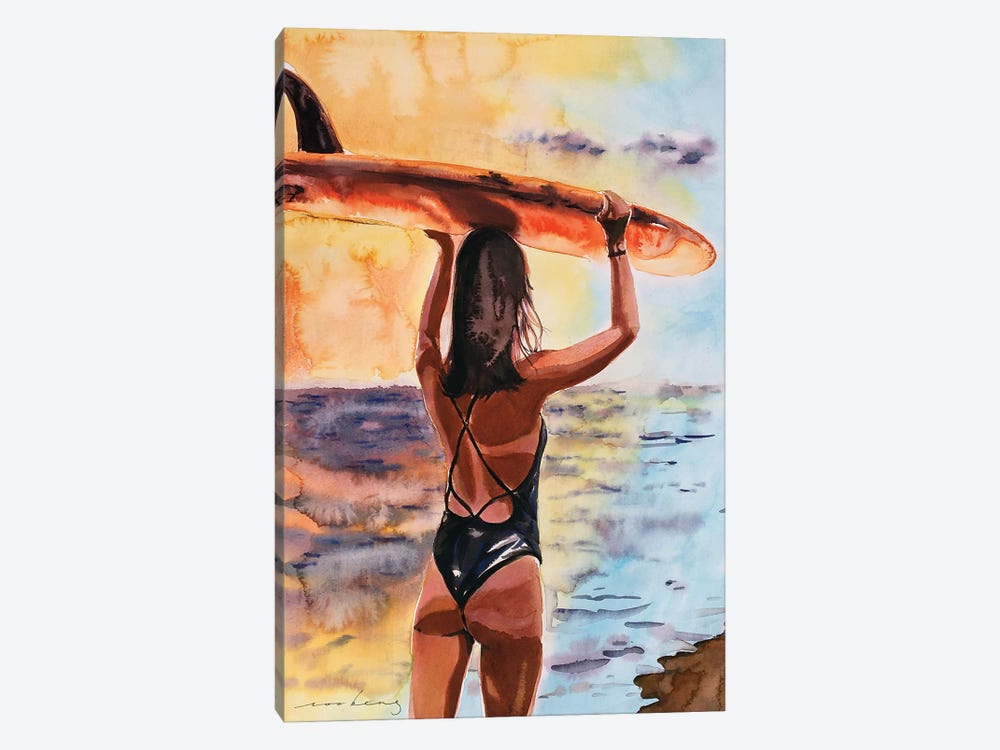 Surfer Gal by Soo Beng Lim 1-piece Canvas Artwork