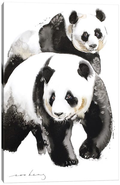 Panda Pair II Canvas Art Print - Soo Beng Lim